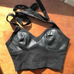 Leifsdottir Leather Bustier Halter Black XS Top